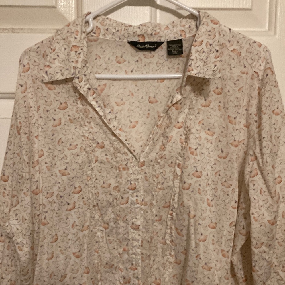 Pale pink ginkgo leaf 100% cotton shirt